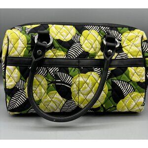 Vera Bradley La‎ Neon Rose Quilted Floral Handbag  Satchel Green Yellow Black
